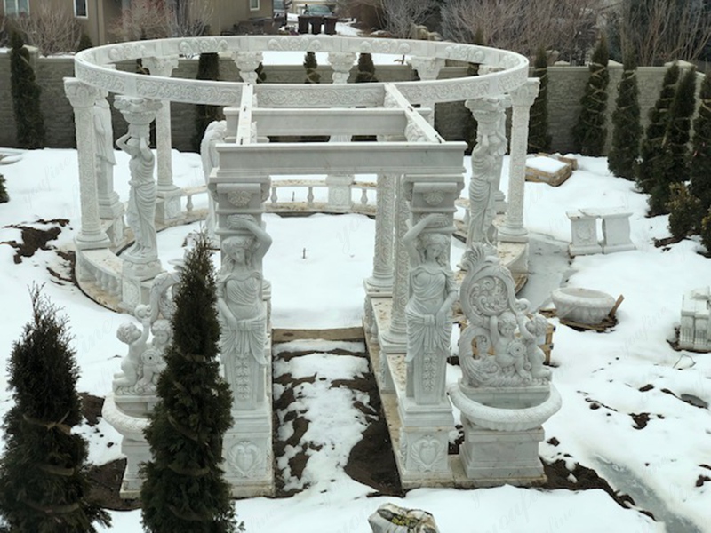 winter feedback of YouFine marble gazebo in Salt Lake City, Utah, USA