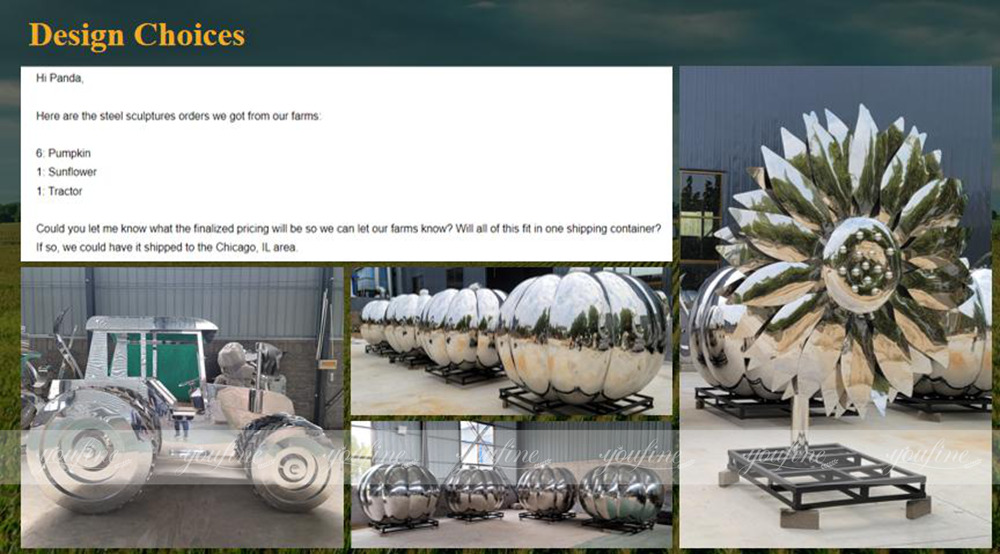 bespoke stainless steel farm sculpture project