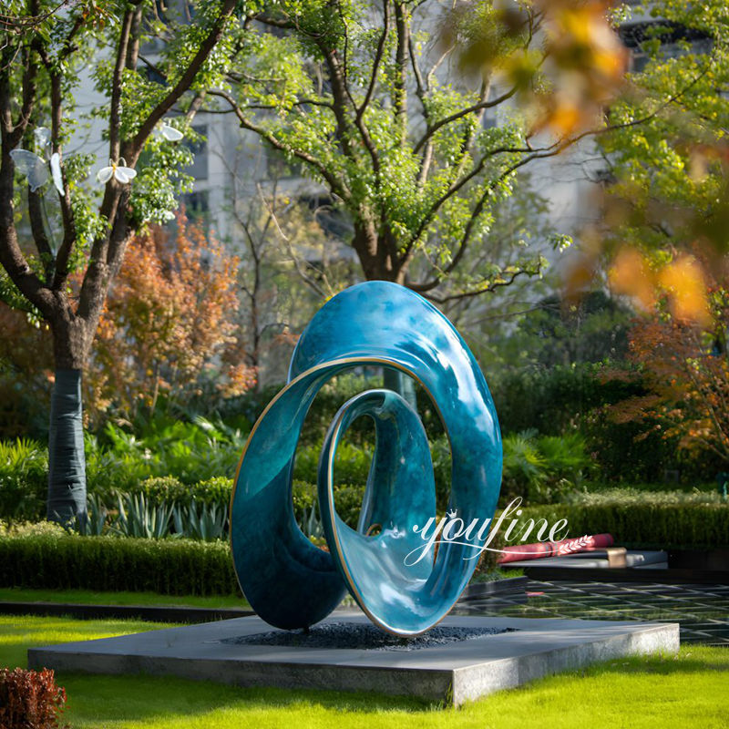 customized blue patina metal sculpture