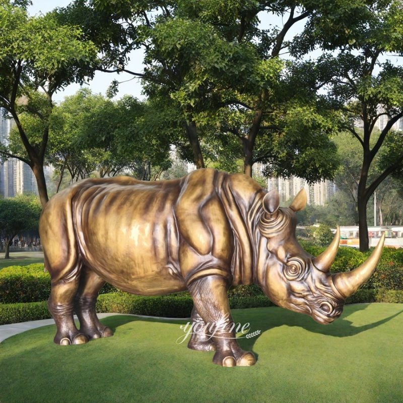 bronze rhinoceros sculpture