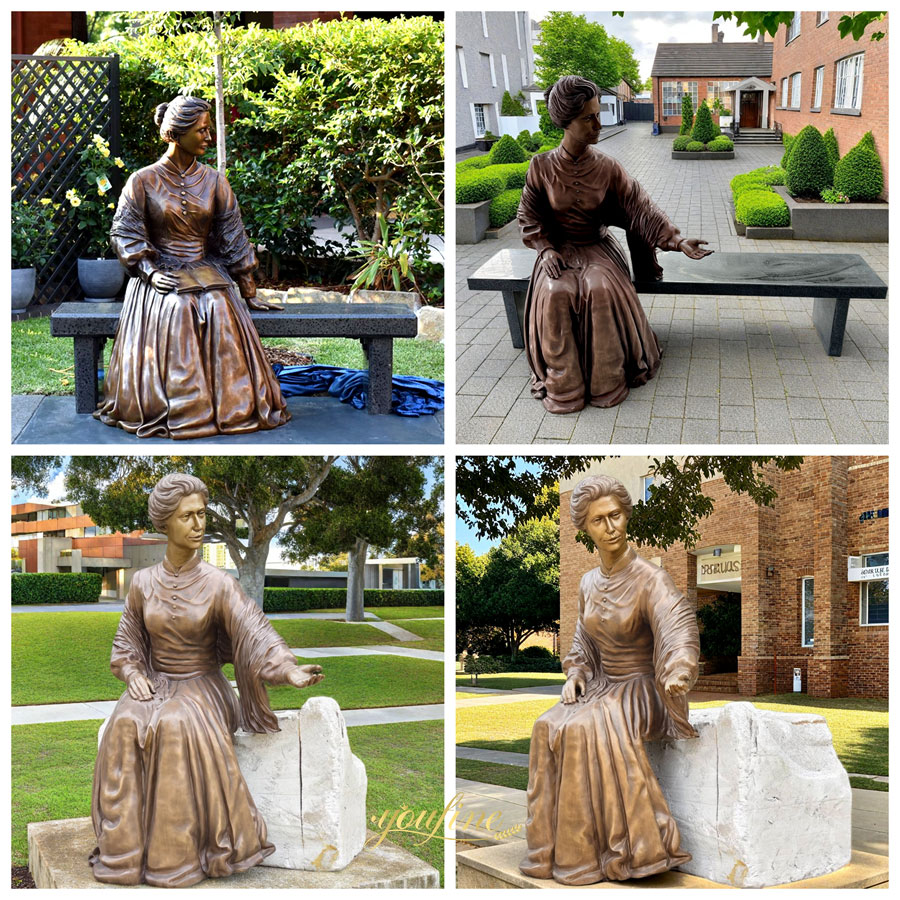 church sitting Catherine McAuley bronze statue