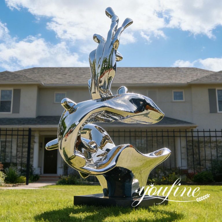 Modern Abstract Metal Wave Sculpture for Real Estate SSA-089