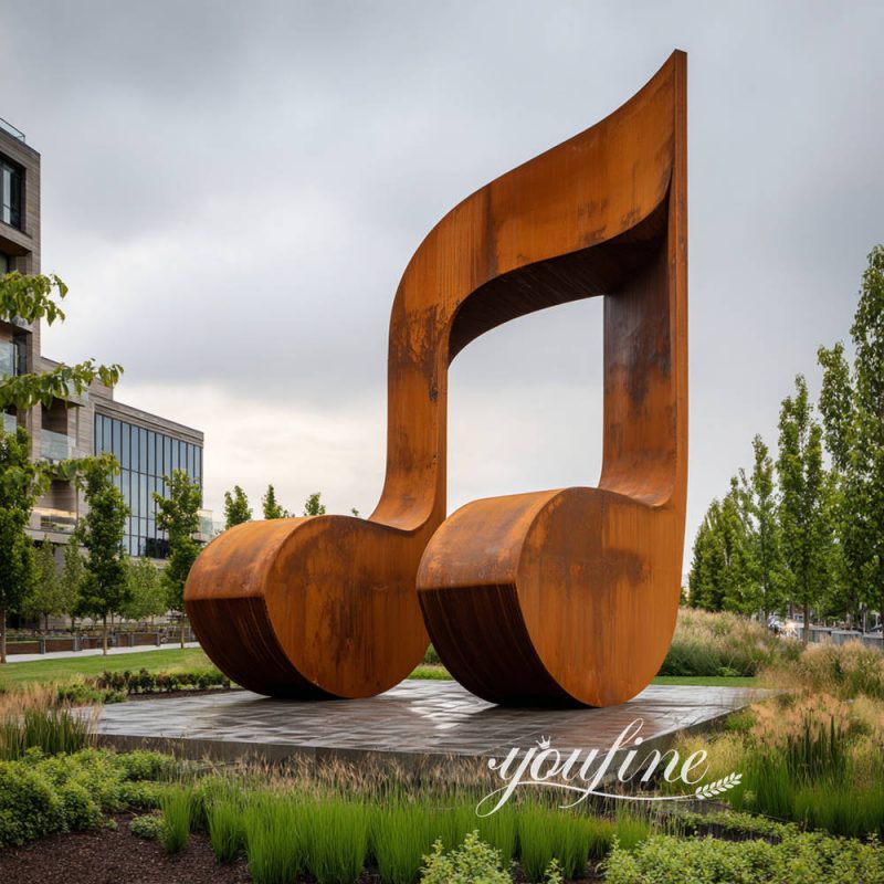 decorative large corten steel note sculpture