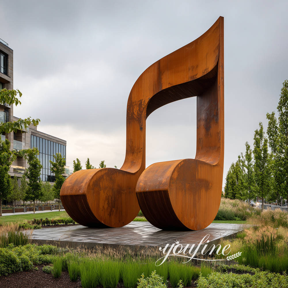 decorative large corten steel note sculpture