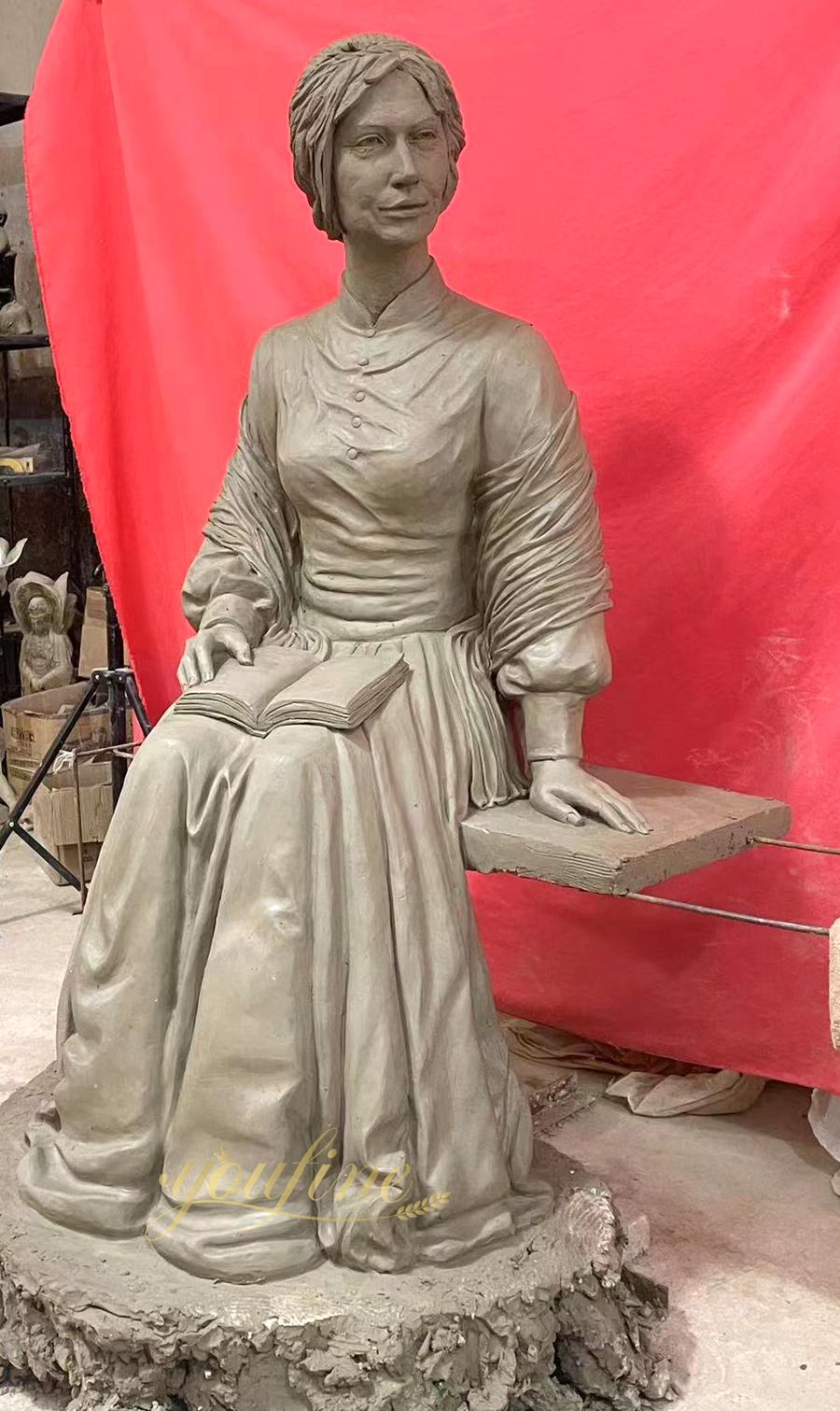 life size sitting Catherine McAuley statue clay model