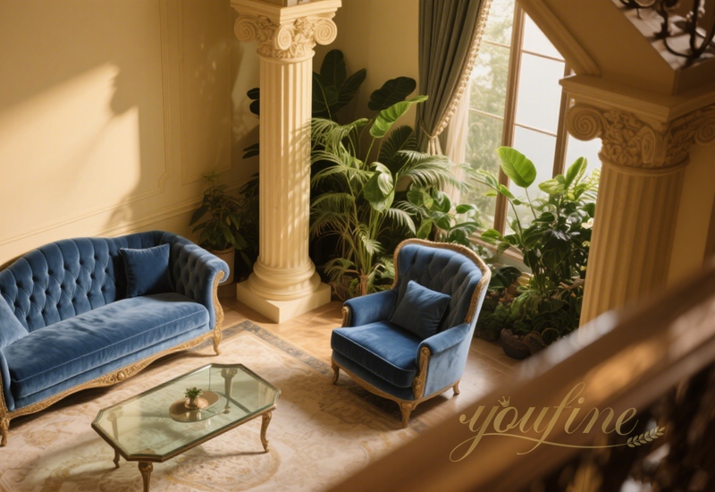 high quality marble column at interior corner