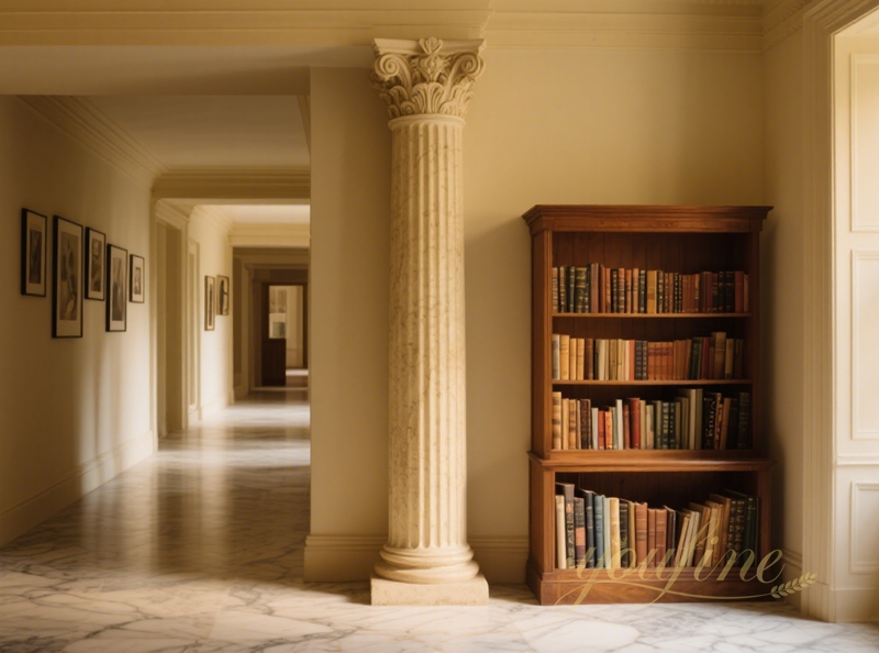 high quality marble column at interior corner