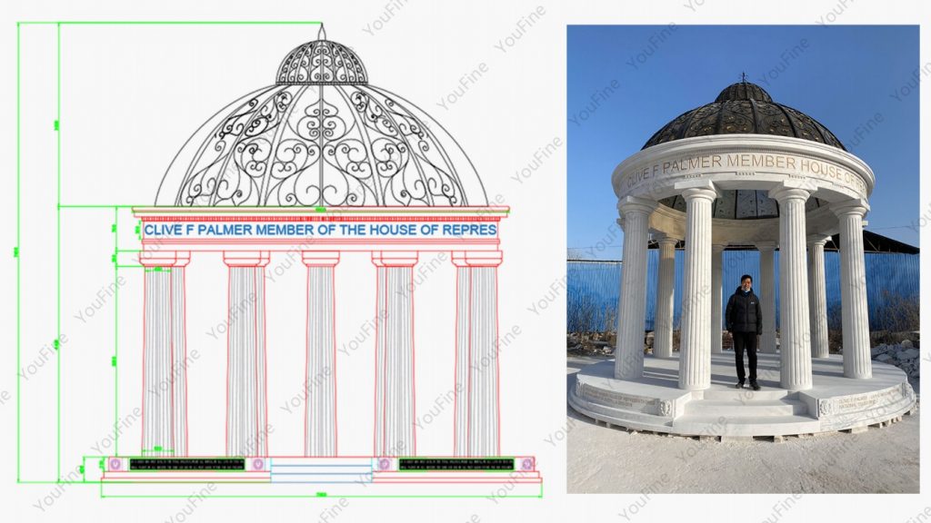drawing of marble gazebo for Golf courses in Australia