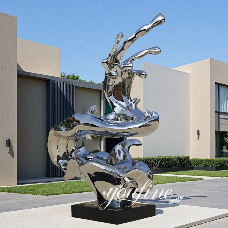 outdoor decor metal wave sculpture