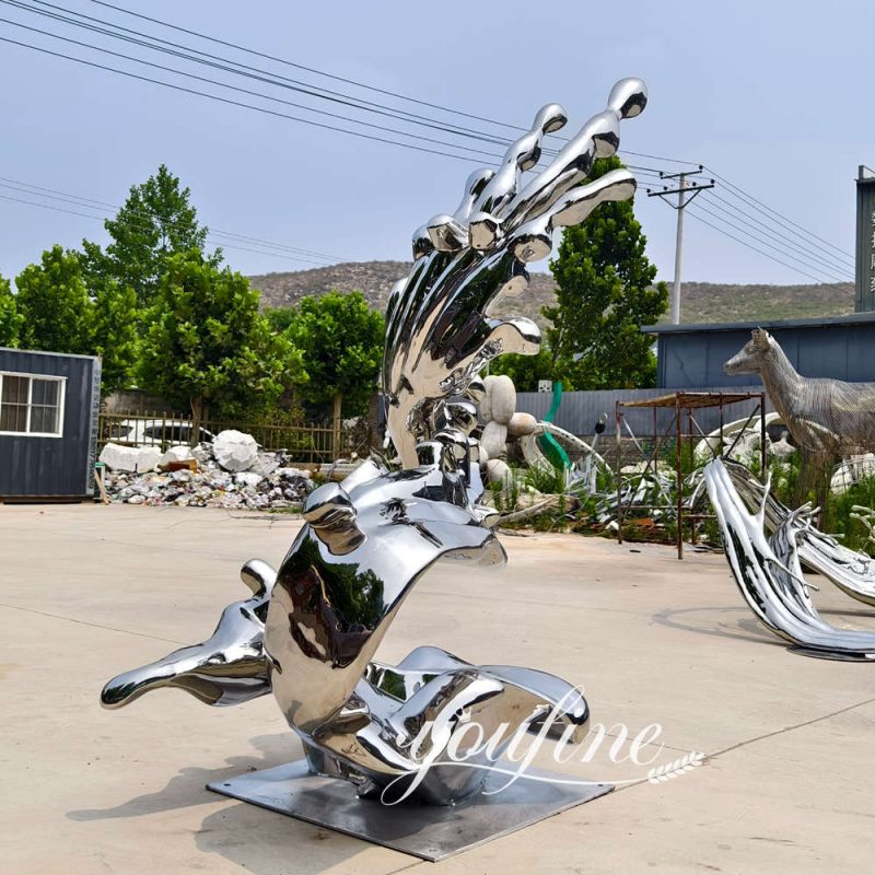 modern metal wave sculpture