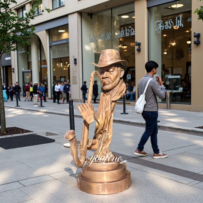 outdoor street saxophone player Sculpture