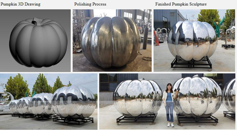 stainless steel pumpkin sculpture