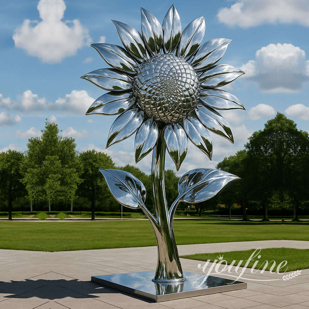 Mirror Polished Stainless Steel Metal Sunflower Sculpture