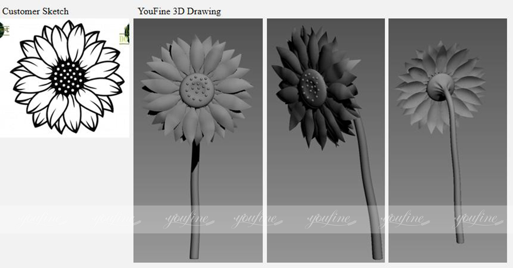 Stainless steel sunflower drawings