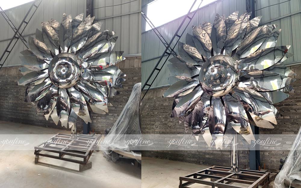 metal sunflower sculpture details