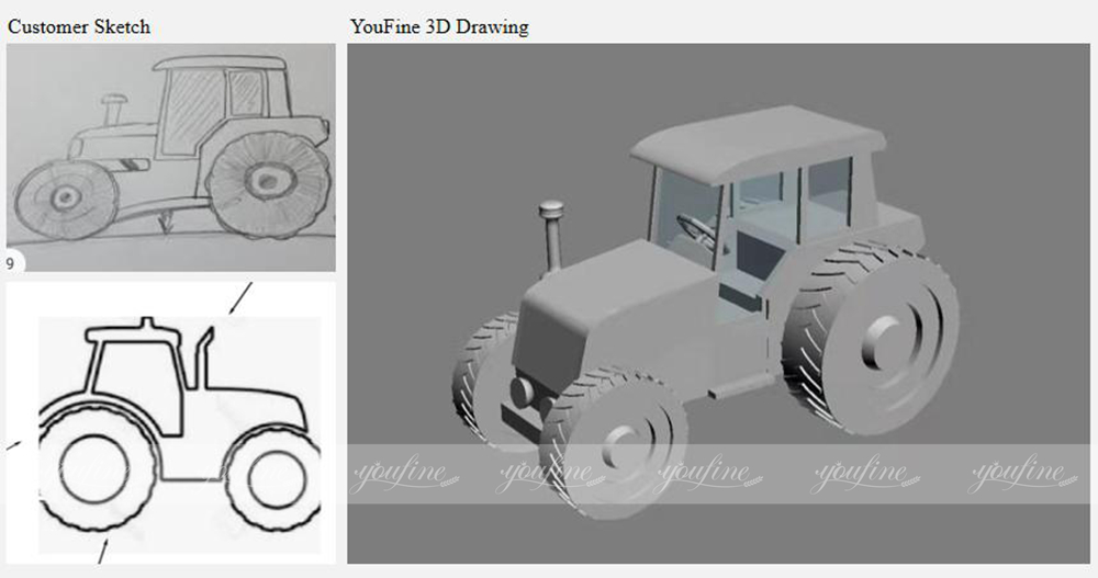 tractor sculpture 3D drawings