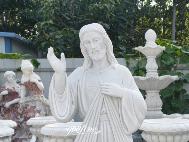 marble Jesus divine mercy statue details