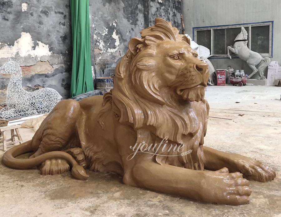 Lying lion sculpture clay model