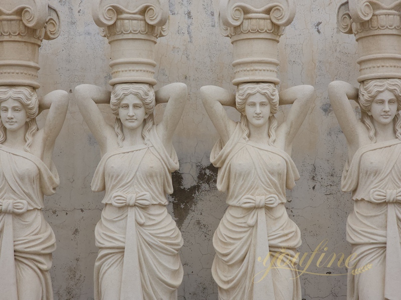 beige Marble Grecian Statuary Caryatids