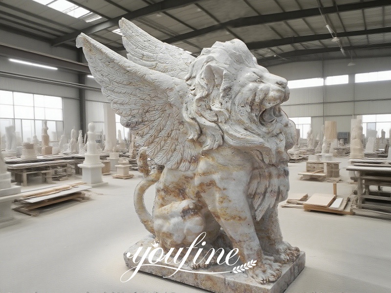 Marble Lion Statue with Wing