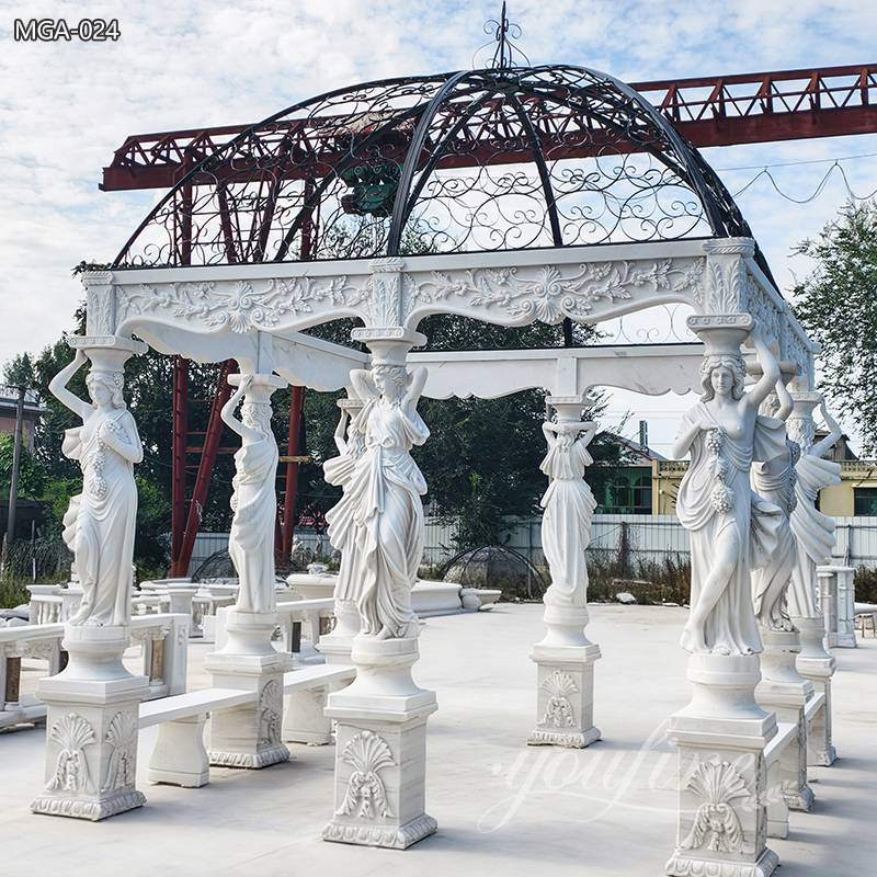 large Marble lady pillars Gazebo