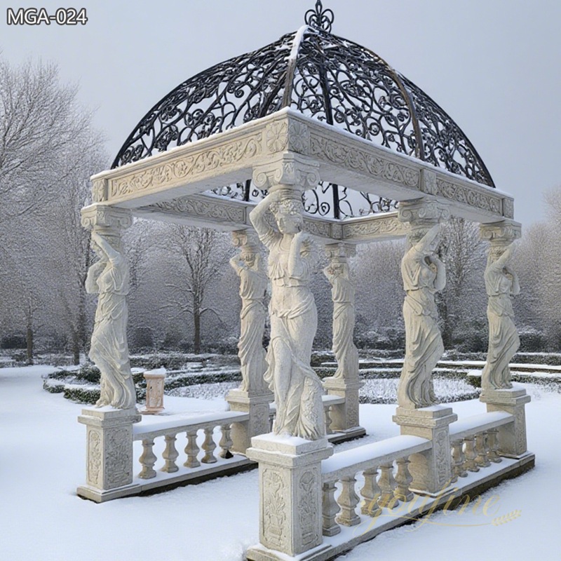 large Natural Cream Marble Ornato Italia Gazebo