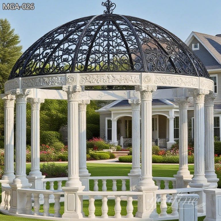 Natural Marble Luxury Gazebo with Iron Dome MGA-026
