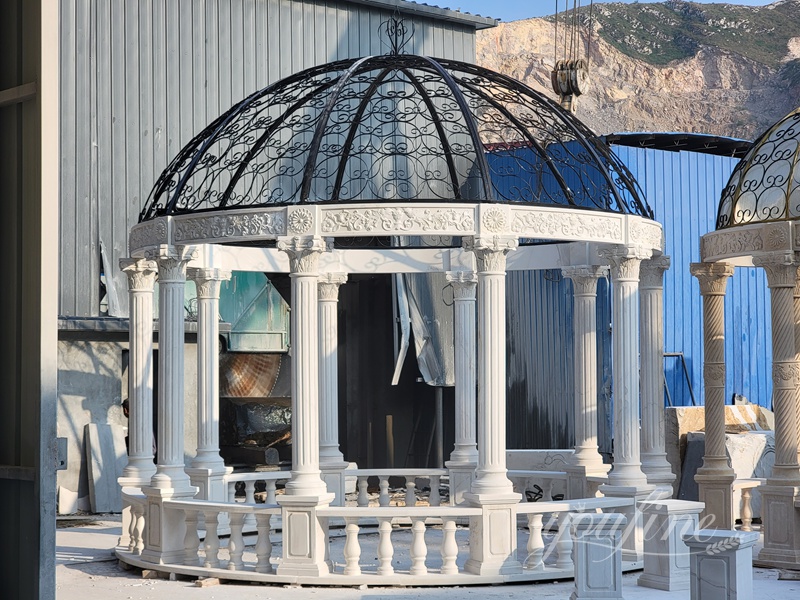 high quality Natural Marble Luxury Gazebo with Iron Dome in YouFine factory