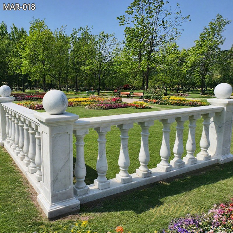 outdoor Ornate Natural Marble White Balustrade for garden