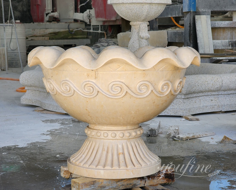 beige Outdoor Natural beige Marble Garden Planter