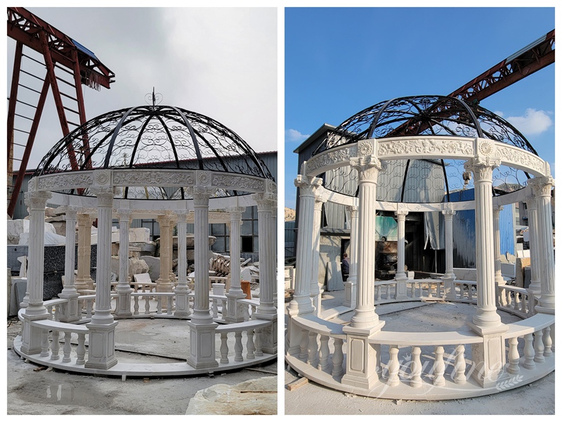 different angles of marble gazebo