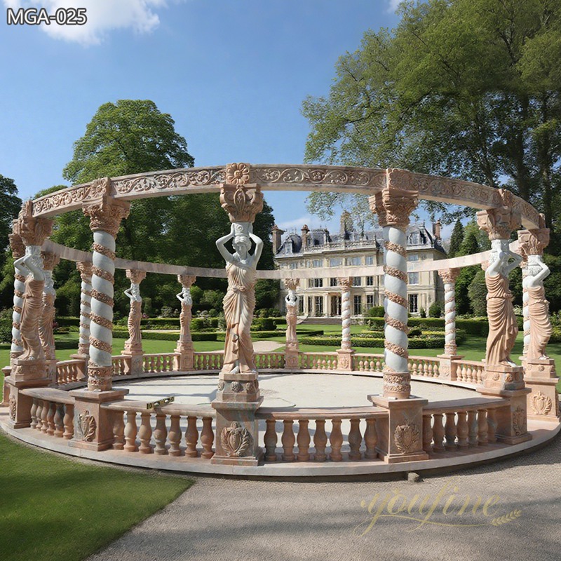large Rosetta Marble Pavilion with Statues Columns