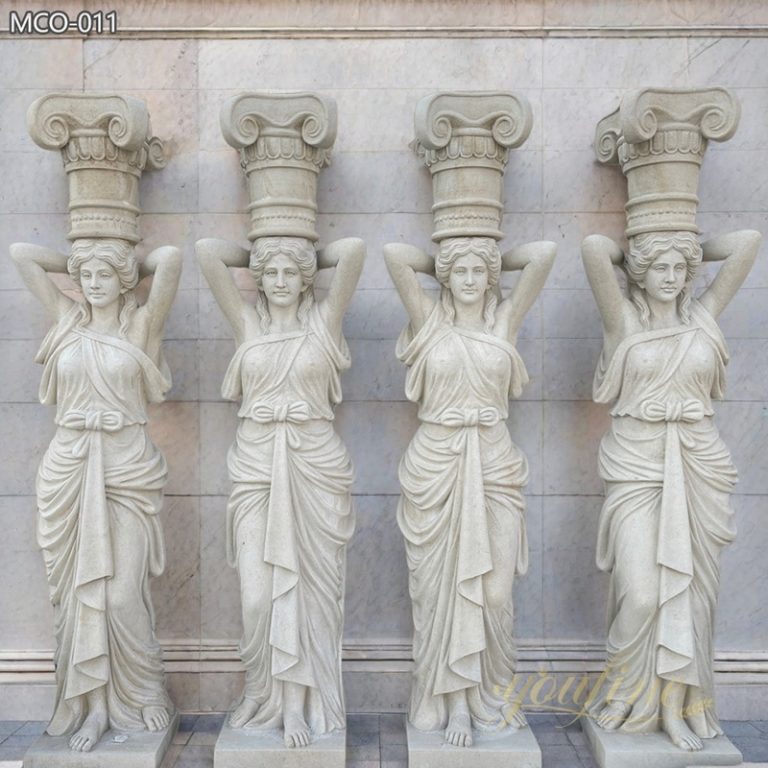 Stunning Cream Marble Grecian Statuary Caryatids MCO-011