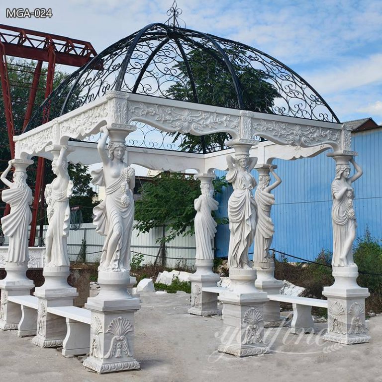 Natural White Marble Ornate Italia Gazebo MGA-024