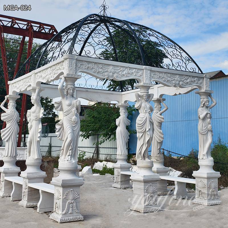large White Marble Ornate Italia Gazebo