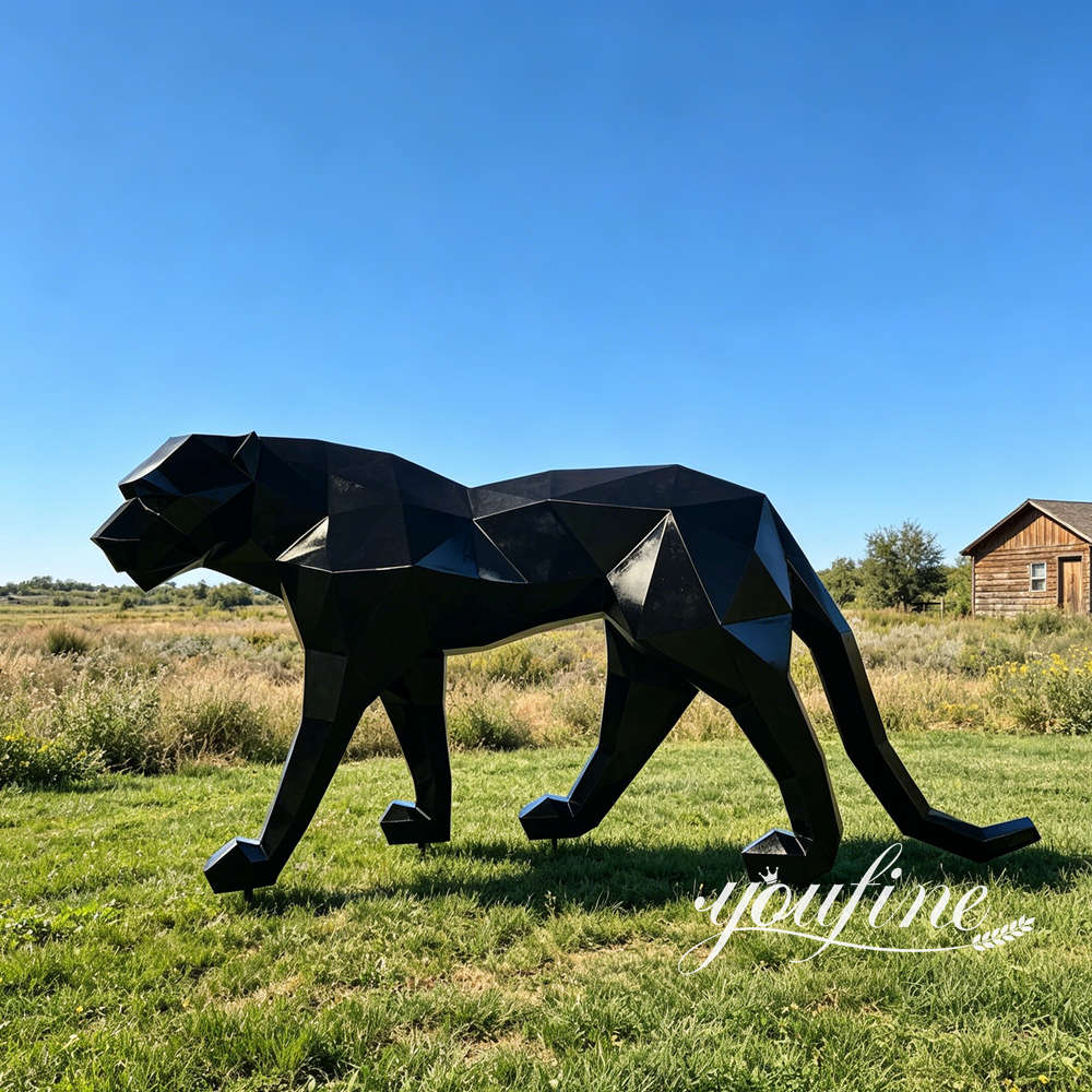 Schwarze Metall-Panther-Skulptur SSD-116