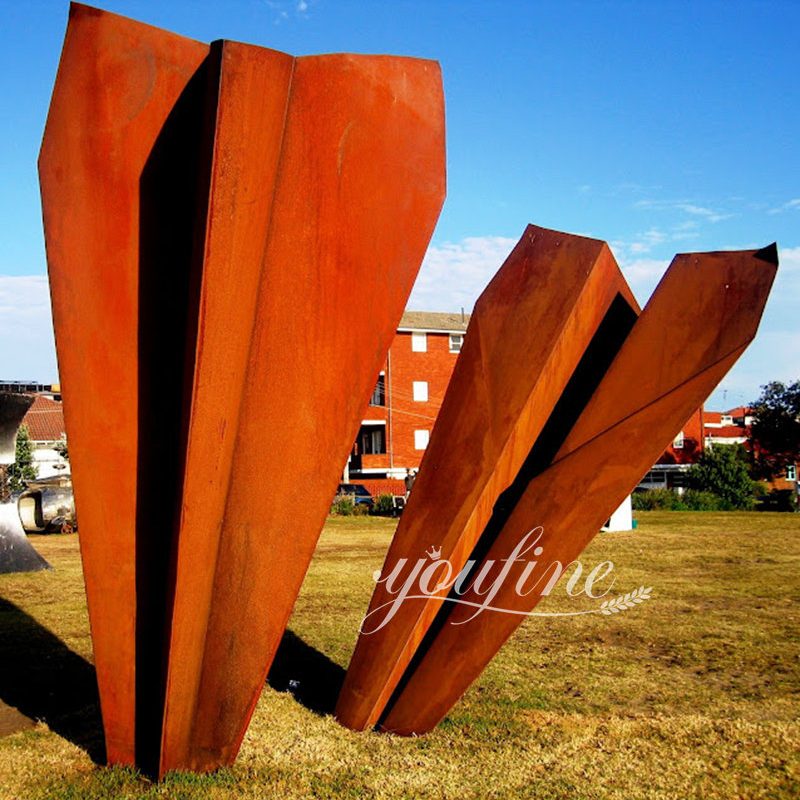 customized corten steel paper ariplane sculpture
