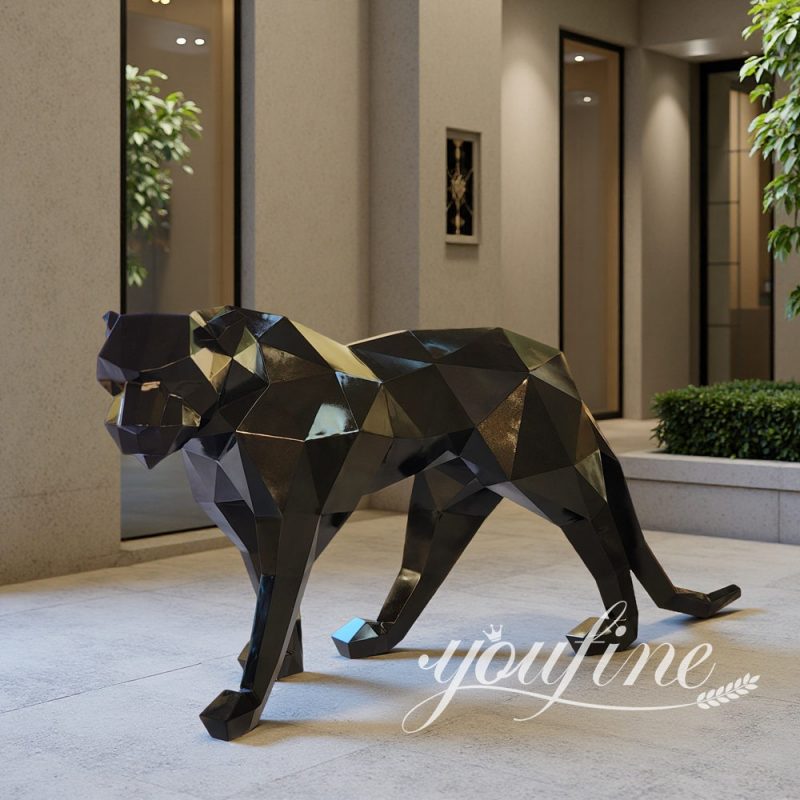 geometric panther sculpture