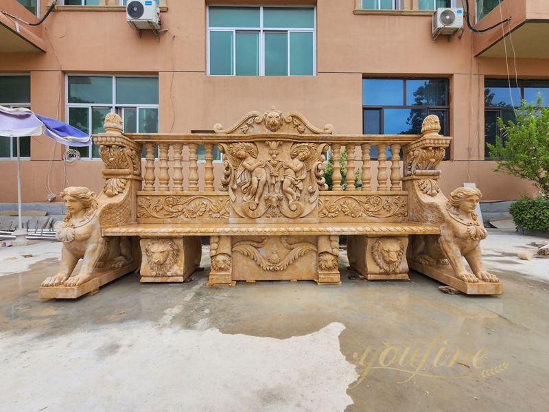 luxury hand carved natural Marble Palacial Estates Bench