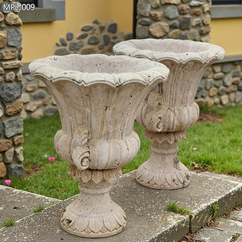 large hand carved Classic Outdoor Natural Stone Garden Pots