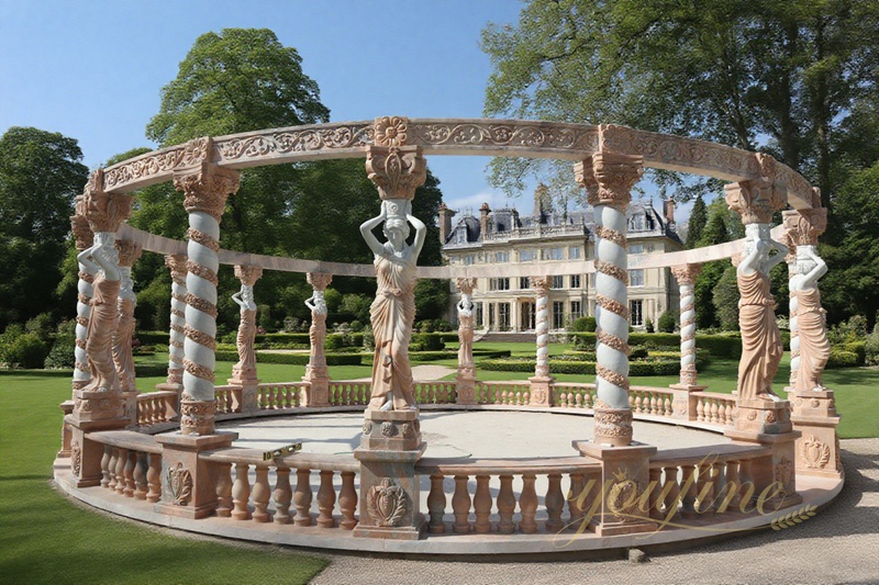 large outdoor hand carved Rosetta Marble Pavilion