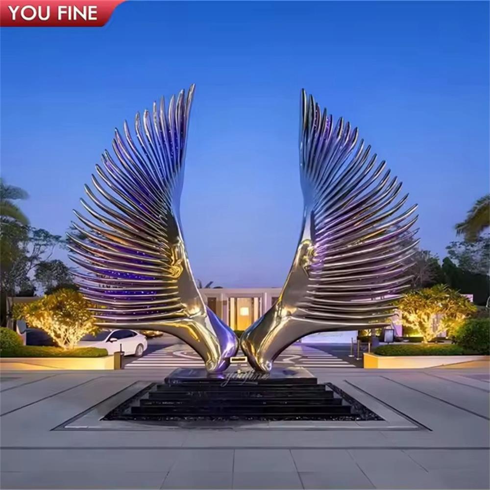 luxury metal wings sculpture