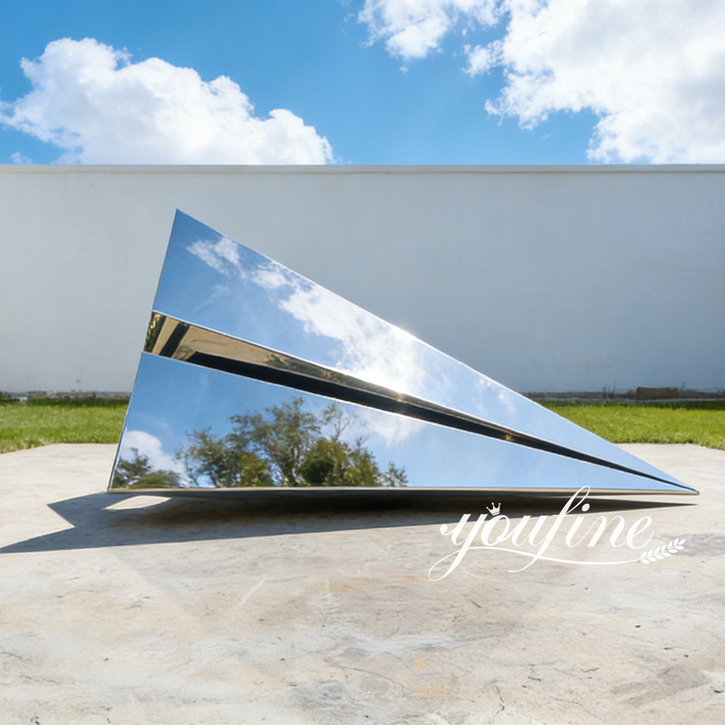 mirror metal paper airplane sculpture