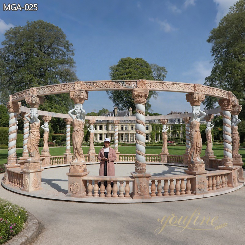 large natural Rosetta Marble Pavilion with Statues Columns