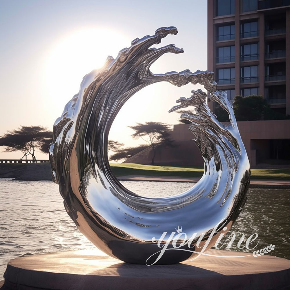 mirror polished modern wave sculpture
