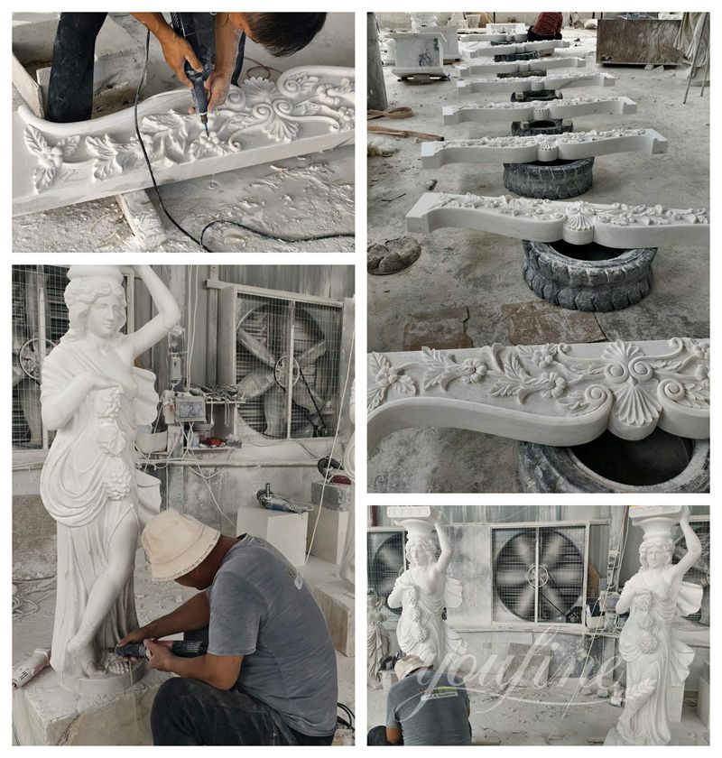hand carved Natural White Marble Ornate Italia Gazebo