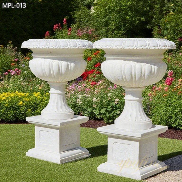 Classical Garden White Marble Flower Pots for Villas