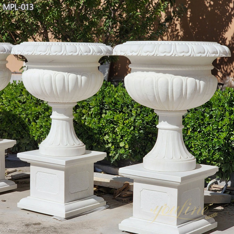 large Garden White Marble Flower Pots