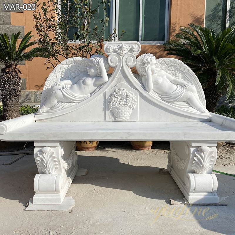 high quality Marble Cherub Bench for Outdoor