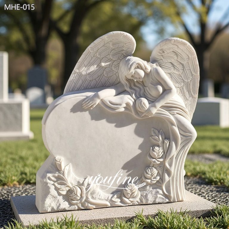 Marble Mourning Angel Statue Headstone MHE-015